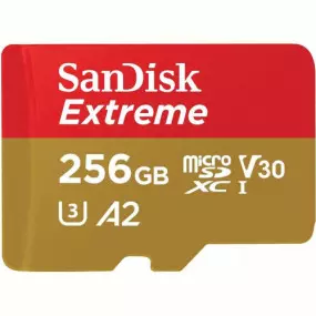 Карта памяти MicroSDXC 256GB C10 UHS-I SanDisk Extreme V30 U3 R190/W130MB/s + SD (SDSQXAV-256G-GN6MA)