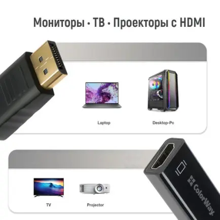 Адаптер Colorway DisplayPort - HDMI (M/F)