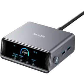 Сетевое зарядное устройство Anker GaNPrime 250W 4xUSB-C PD, 2xUSB-A Black (A2345341)
