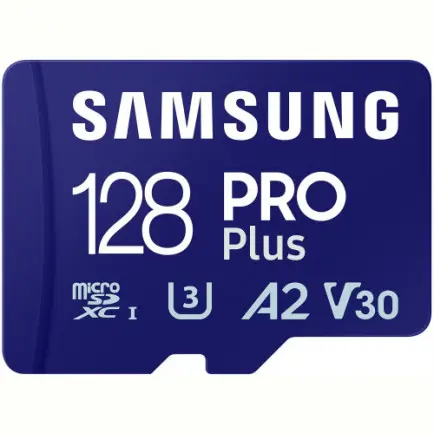 Карта памяти MicroSDXC 128GB UHS-I/U3 Class 10 Samsung Pro Plus + SD-адаптер (MB-MD128SA/EU)