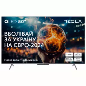 Телевизор Tesla Q50S935GUS/ со Smart TV/ 2 х 10 Вт/ wi-fi/ bluetooth/ Google TV/ черный/ 4K UHD (3840x2160)