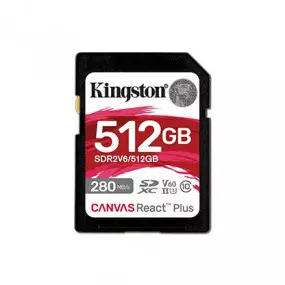 Карта пам`яті SDHC 512GB UHS-II/U3 Class 10 Kingston Canvas React Plus V60 SD R280/W150MB/s (SDR2V6/512GB)