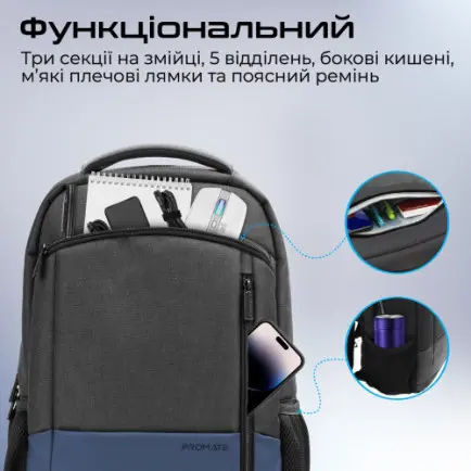 Рюкзак для ноутбука Promate Satchel BP 15.6" Blue