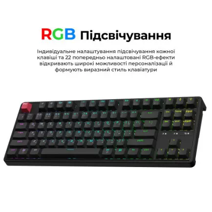 Клавіатура бездротова Keychron C3 Max Super Red Switch Black RGB (C3M-H1-UA)