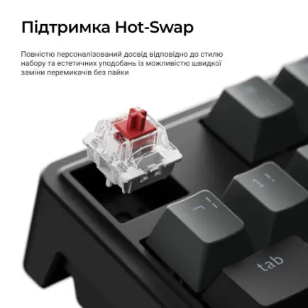 Клавіатура бездротова Keychron C3 Max Super Red Switch Black RGB (C3M-H1-UA)