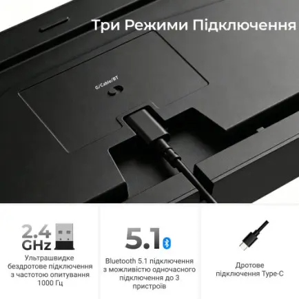 Клавіатура бездротова Keychron C3 Max Super Red Switch Black RGB (C3M-H1-UA)