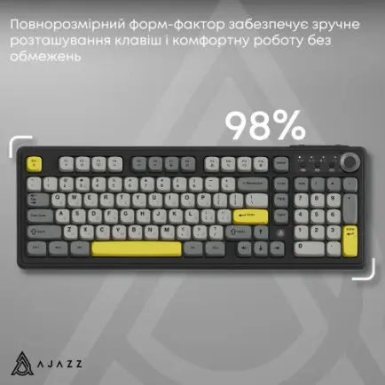 Клавиатура беспроводная Ajazz AF98 Plus Black Gray Yellow (AF98-PLUS-BGY)