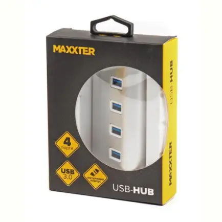 USB-хаб Maxxter 4 ports Silver (HU3A-4P-01)