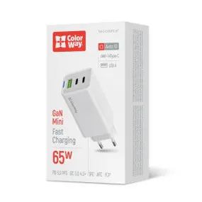 Сетевое зарядное устройство ColorWay GaN Mini 65W PD Port PPS USB (USB-2C1A)