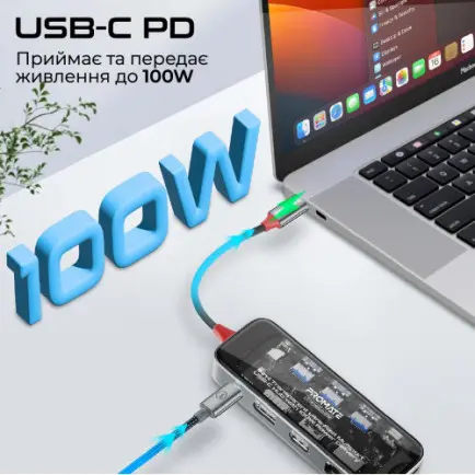 USB-хаб Promate TransHub-Pro USB Type-C Grey