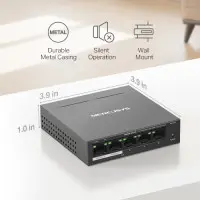 Коммутатор Mercusys MS105GP (5хGE, 4xPoE+, металл. корпус, настольный)