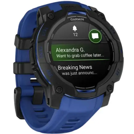 Смарт-часы Garmin Instinct 3 45mm AMOLED Black with Bolt Blue/Black Silicone Band (010-02936-03)
