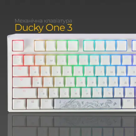 Клавиатура Ducky One 3 TKL Cherry MX Blue RGB UA USB White (DKON2187ST-CUAPXPWWWSC1)