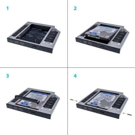 Адаптер подключения Grand-X HDD 2.5" в отсек привода ноутбука SATA/SATA3 12.7мм (HDC-25)