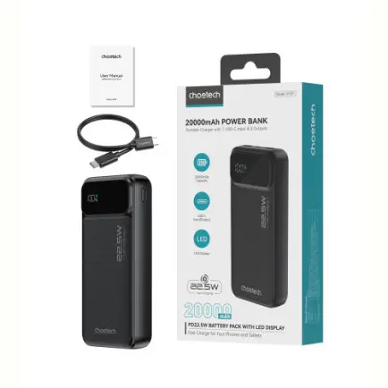 Універсальна мобільна батарея Choetech B729 20000mAh Black (B729-BK)