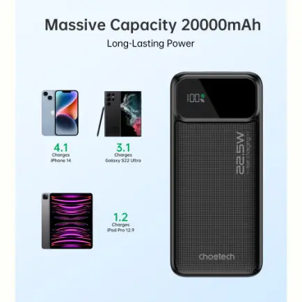 Універсальна мобільна батарея Choetech B729 20000mAh Black (B729-BK)