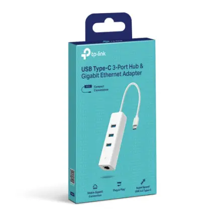Мережевий адаптер TP-Link UE330C (USB-C 3.0, 10/100/1000Mbps, 3xUSB 3.0 HUB)