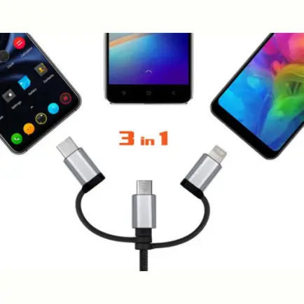 Кабель REAL-EL Premium 3in1 USB - Lightning + micro USB + USB Type-C (M/M)