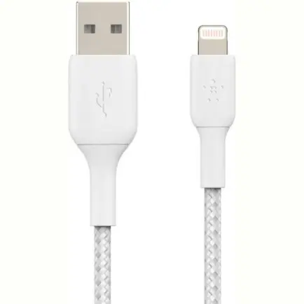 Кабель Belkin Braided USB-Lightning, 1м White (CAA002BT1MWH)