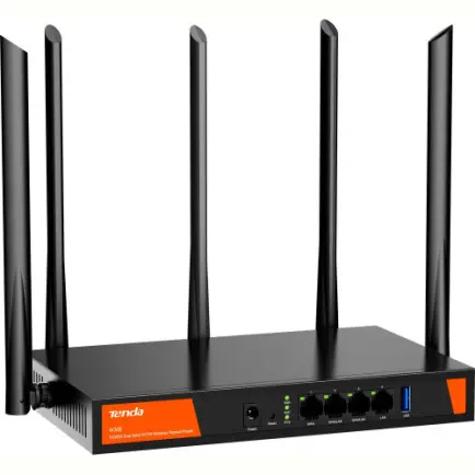 Беспроводной маршрутизатор Tenda W30e (WiFi6, AX3000, 3xGE WAN/LAN, 1xGE LAN, 1xUSB 3.0, Multi-WAN, Dual WAN, антенны: 5)
