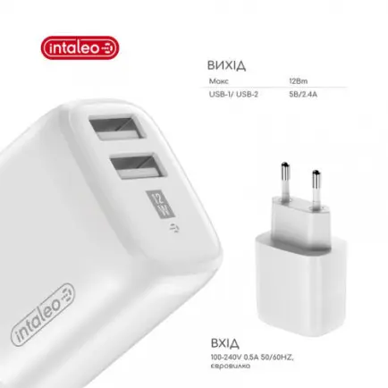 Сетевое зарядное устройство Intaleo TCG242 (2USB, 2.4A)