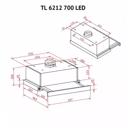 Витяжка Perfelli TL 6212 BL 700 LED