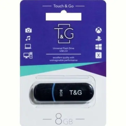 Флеш-накопичувач USB 8GB T&G 012 Classic Series Black (TG012-8GBBK)