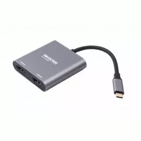 Адаптер-перехідник Maxxter USB Type-C - 2хHDMI (M/F)