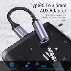 Адаптер Essager USB Type-C - 3.5 мм (M/F)