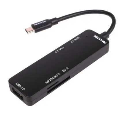 USB-хаб Maxxter USB Type-C 5-в-1 Black (HU3C-3PTF-01)