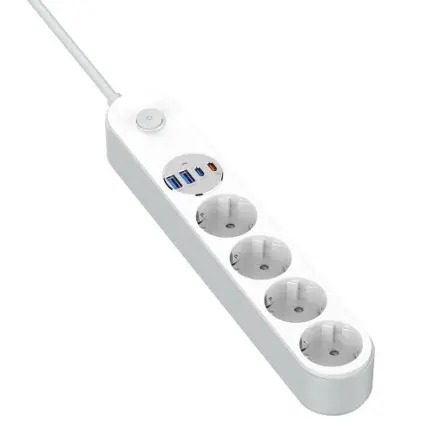 Фільтр живлення ColorWay CW-CHE44PDW 4 розетки, 4USB (Type-C PD20W + 3USB QC3.0)