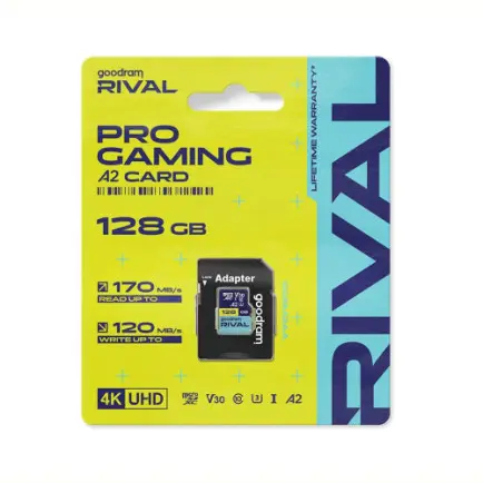 Карта памяти MicroSDXC 128GB UHS-I/U3 Class 10 Goodram RIVAL M2AA R170/W120MB/s + SD-adapter (GGSM2AA-1280R12)