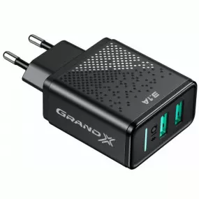 Мережевий зарядний пристрій Grand-X (2xUSB 3.1А)