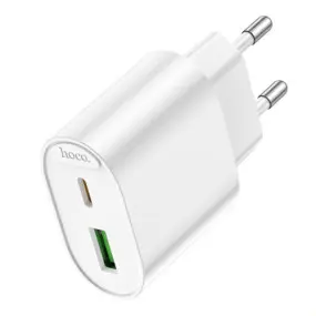 Сетевое зарядное устройство Hoco C109A 1USB-C/1USB PD/QC 20W White (6942007656719)