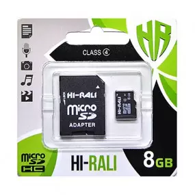 Карта пам`ятi MicroSDHC 8GB Class 4 Hi-Rali + SD-adapter (HI-8GBSDCL4-01)