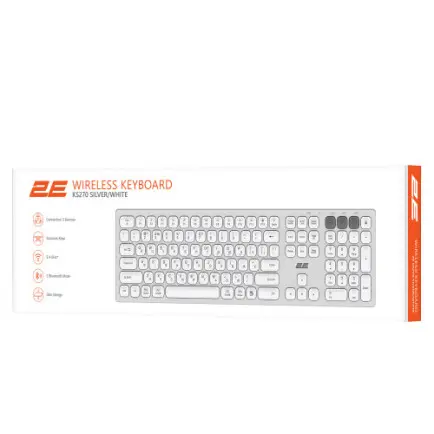 Клавиатура беспроводная 2E KS270 WL/BT EN/UKR Silver/White (2E-KS270WBWH_UA)
