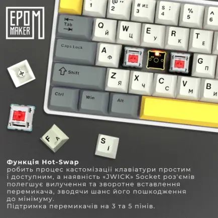Клавіатура бездротова Epomaker EP64 60% Mulan Switch Hot-Swap (2.4G/BT/USB)