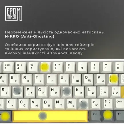 Клавіатура бездротова Epomaker EP64 60% Mulan Switch Hot-Swap (2.4G/BT/USB)