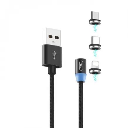 Кабель SkyDolphin S59KIT Magnetic USB - Lightning + microUSB + Type-C (M/M)