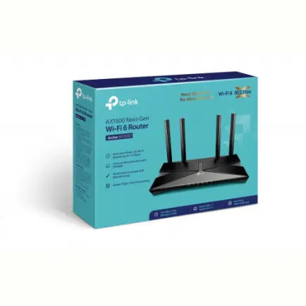 Беспроводной маршрутизатор TP-Link Archer AX1500 (AX1500, Wi-Fi 6, 1хGE WAN, 4хGE LAN, MU-MIMO, Beamforming, 4 антенны внешних)