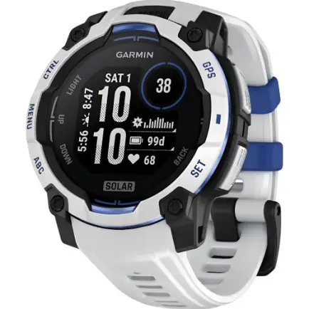 Смарт-часы Garmin Instinct 3 45mm Solar Whitestone with Whitestone/Bolt Blue Silicone Band (010-02934-03)