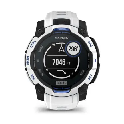 Смарт-часы Garmin Instinct 3 45mm Solar Whitestone with Whitestone/Bolt Blue Silicone Band (010-02934-03)