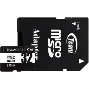 Карта памяти MicroSDHC  32GB UHS-I Class 10 Team Black + SD-adapter (TUSDH32GCL10U03)
