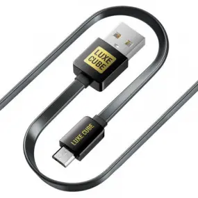 Кабель Luxe Cube Flat USB-microUSB, 1м, черный (2231252966013)