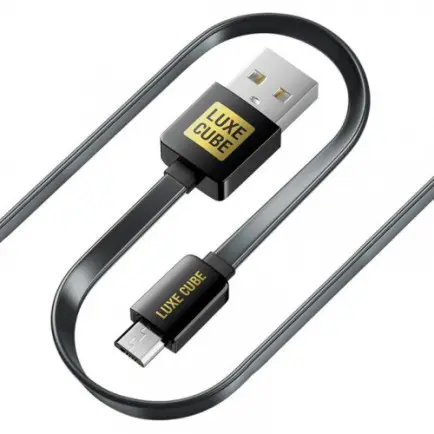 Кабель Luxe Cube Flat USB-microUSB, 1м, черный (2231252966013)