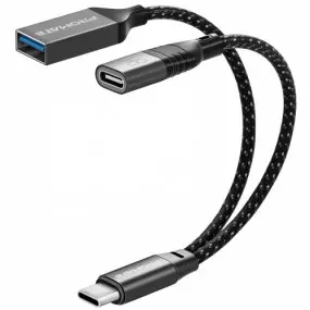 Адаптер 3 в 1 Promate OTG Link-C USB Type-C - USB + USB Type-C (M/F)