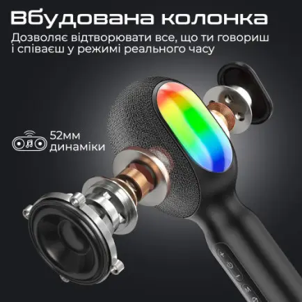 Микрофон для караоке Promate VocalMic Bluetooth LED Black (vocalmic.black)