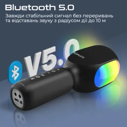 Микрофон для караоке Promate VocalMic Bluetooth LED Black (vocalmic.black)
