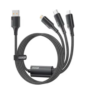 Кабель Essager Simple 3 in 1 USB - MicroUSB+USB Type-C+Lightning (M/M)
