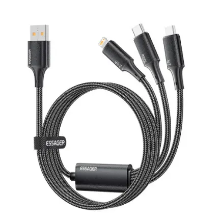Кабель Essager Simple 3 in 1 USB - MicroUSB+USB Type-C+Lightning (M/M)